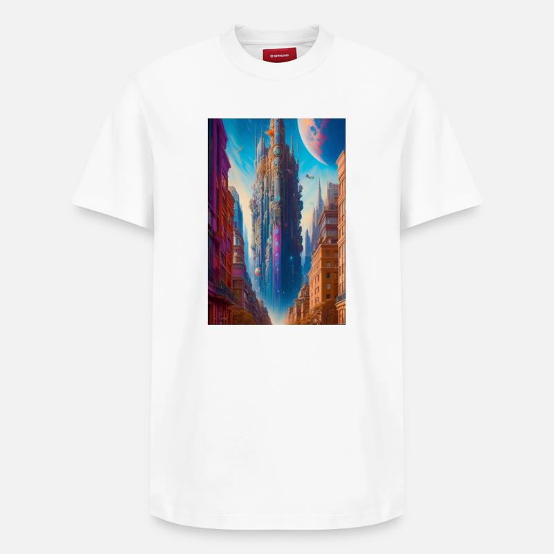Futuristic city - T-shirt unisexe décontracté en coton Supima – de SPREAD - blanc
