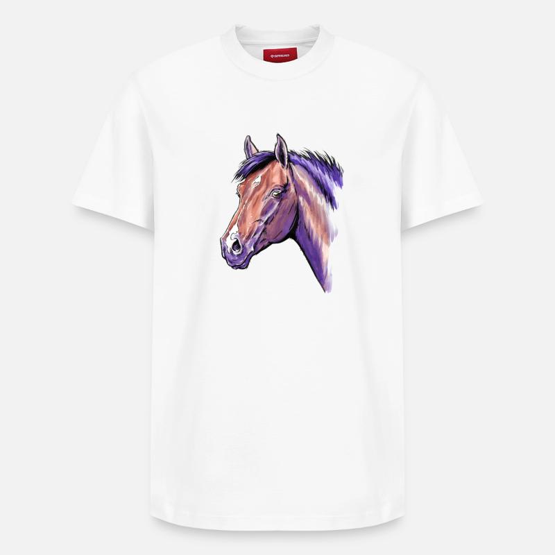Portrait de cheval - T-shirt unisexe décontracté en coton Supima – de SPREAD - blanc