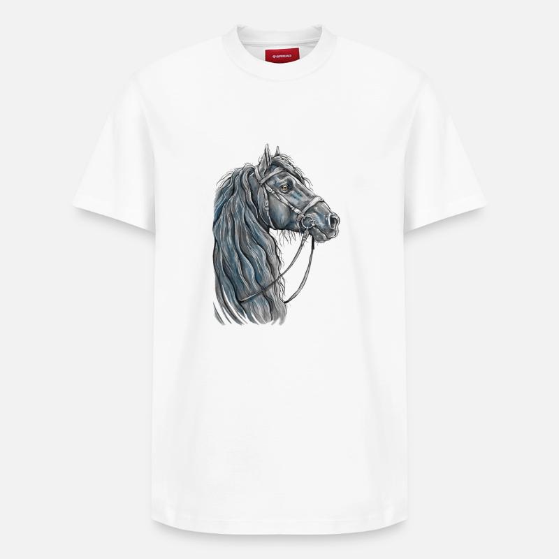 Portrait de cheval - T-shirt unisexe décontracté en coton Supima – de SPREAD - blanc