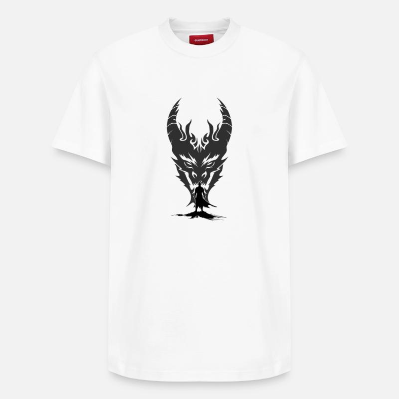 Silhouette de masques de dragon - T-shirt unisexe décontracté en coton Supima – de SPREAD - blanc