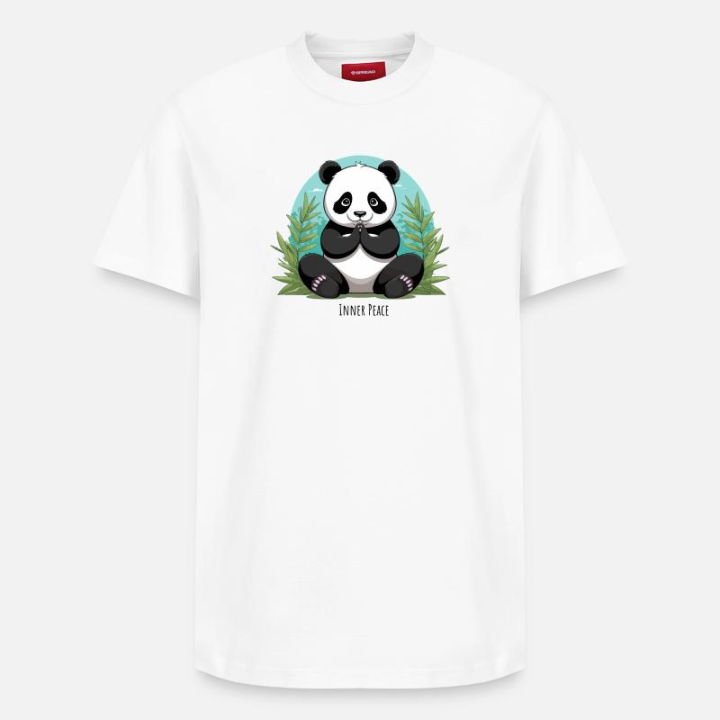 Inner Peace – Meditierender Panda - Relaxed Unisex Supima Cotton T-Shirt – von SPREAD - Weiß