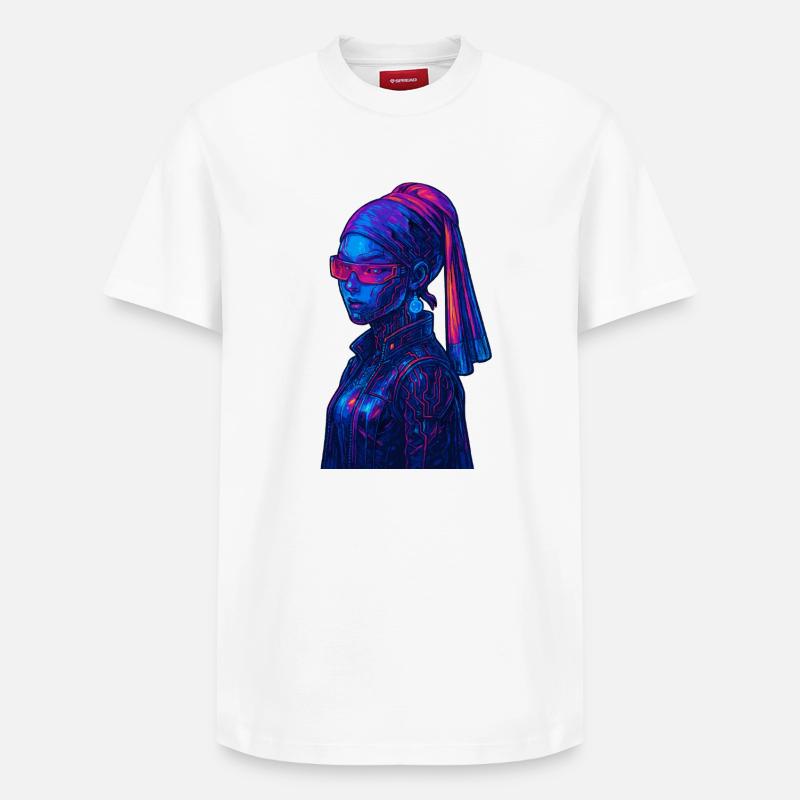Cyberpunk avec perle - T-shirt unisexe décontracté en coton Supima – de SPREAD - blanc