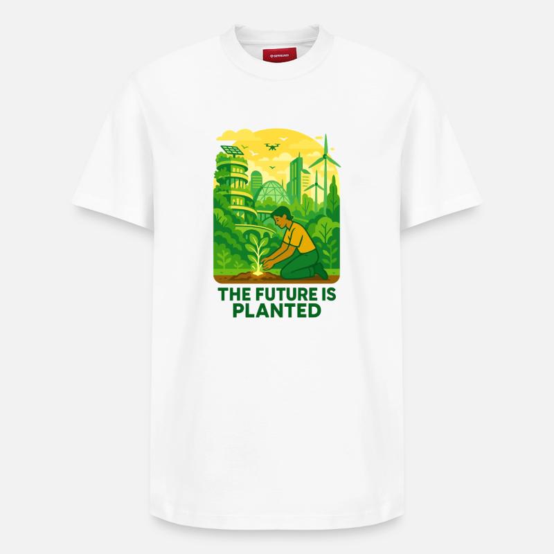 Solarpunk Roots - Relaxed Unisex Supima Cotton T-Shirt – von SPREAD - Weiß