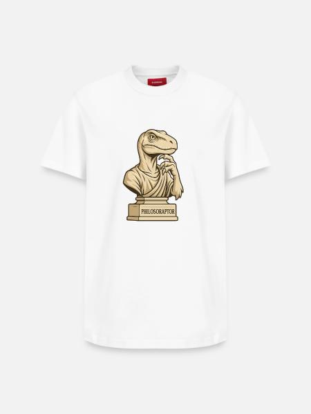 Philosoraptor - Relaxed Unisex Supima Cotton T-Shirt – von SPREAD - Weiß