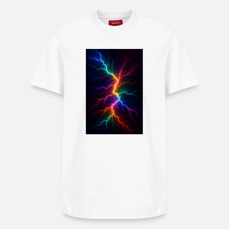 Regenbogen Blitzsturm - Relaxed Unisex Supima Cotton T-Shirt – von SPREAD - Weiß
