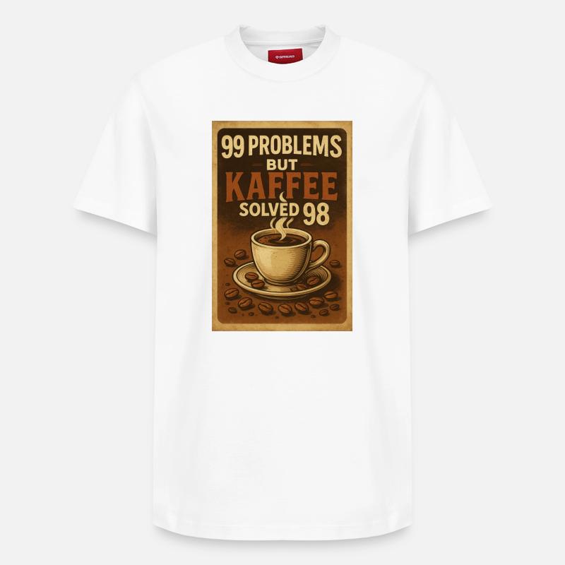 99 Problems – but Kaffee solved 98 - Relaxed Unisex Supima Cotton T-Shirt – von SPREAD - Weiß