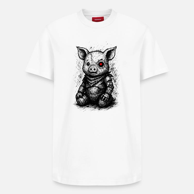 Cochon cybernétique - T-shirt unisexe décontracté en coton Supima – de SPREAD - blanc