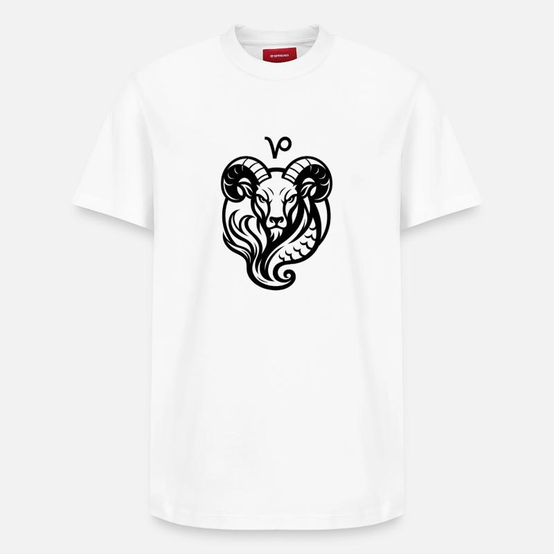Sternzeichen Steinbock - Relaxed Unisex Supima Cotton T-Shirt – von SPREAD - Weiß