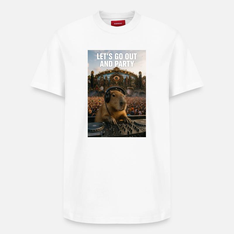 Soirée DJ Capybara - T-shirt unisexe décontracté en coton Supima – de SPREAD - blanc