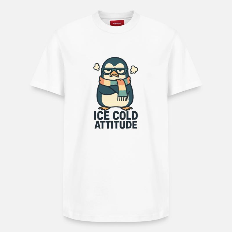 Pingouin attitude glaciale - T-shirt unisexe décontracté en coton Supima – de SPREAD - blanc