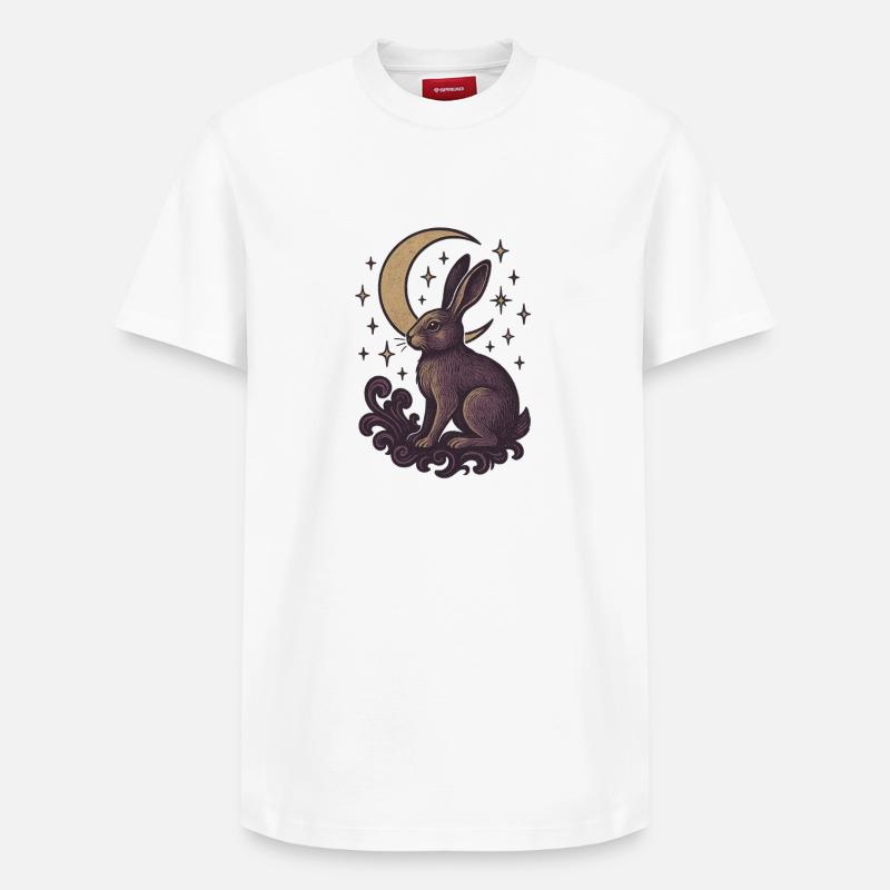 Lièvre céleste Illustration mystique - T-shirt unisexe décontracté en coton Supima – de SPREAD - blanc