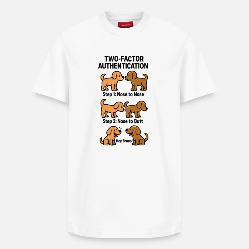 Two Factor Authentication Hunde - Relaxed Unisex Supima Cotton T-Shirt – von SPREAD - Weiß
