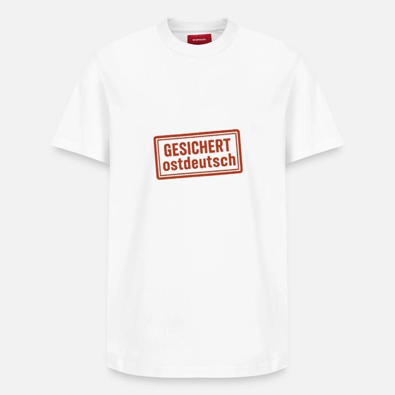 Sécurisé pour l’Allemagne de l’Est - T-shirt unisexe décontracté en coton Supima – de SPREAD - blanc