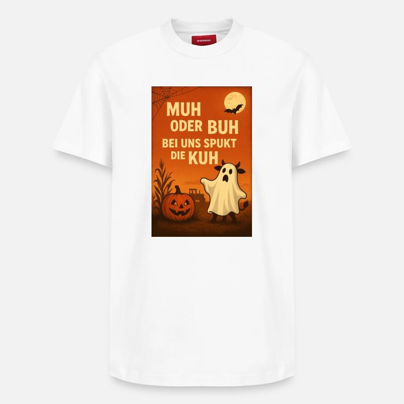 Spukkuh Halloween: MuH oder Buh - Relaxed Unisex Supima Cotton T-Shirt – von SPREAD - Weiß