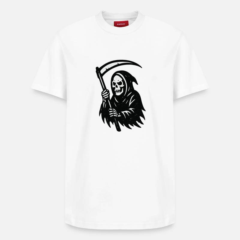 Imprimé silhouette Grim Reaper - T-shirt unisexe décontracté en coton Supima – de SPREAD - blanc