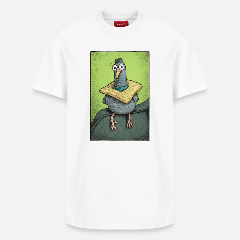 Sir Gurrington sitzt - Relaxed Unisex Supima Cotton T-Shirt – von SPREAD - Weiß