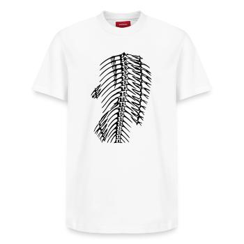 Graete - Relaxed Unisex Supima Cotton T-Shirt – von SPREAD - Weiß - Vorne - AI Model Female 172 dark (172cm) & AI Model Male 185 dark (185cm)