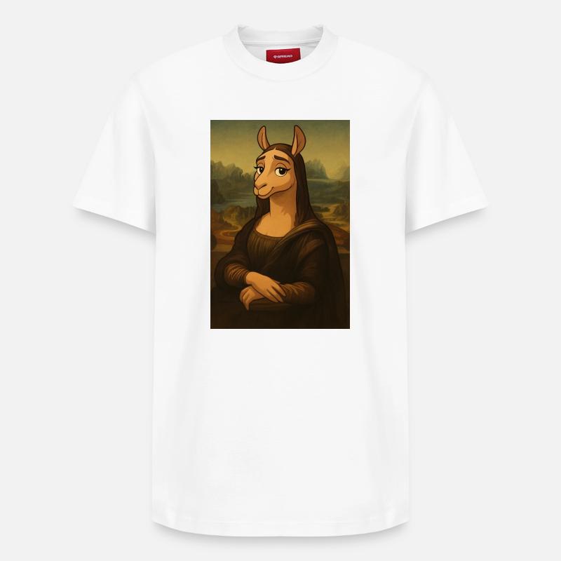 Lama Mona Lisa Enigmatique - T-shirt unisexe décontracté en coton Supima – de SPREAD - blanc