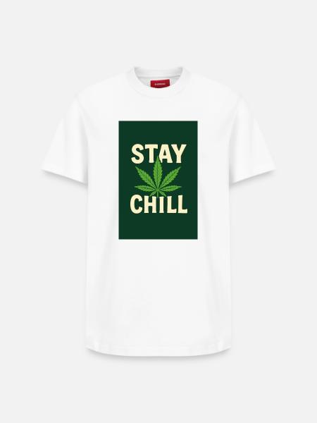 Stay Chill Cannabis Leaf - Relaxed Unisex Supima Cotton T-Shirt – by SPREAD - white