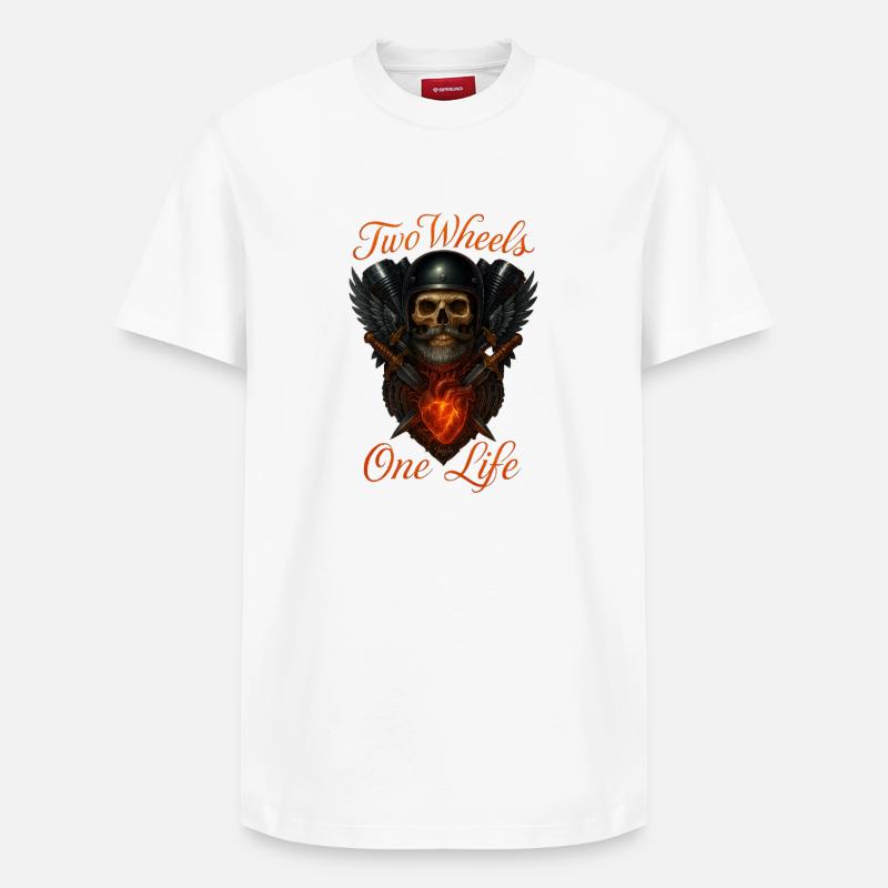 Deux roues, une vie - T-shirt unisexe décontracté en coton Supima – de SPREAD - blanc