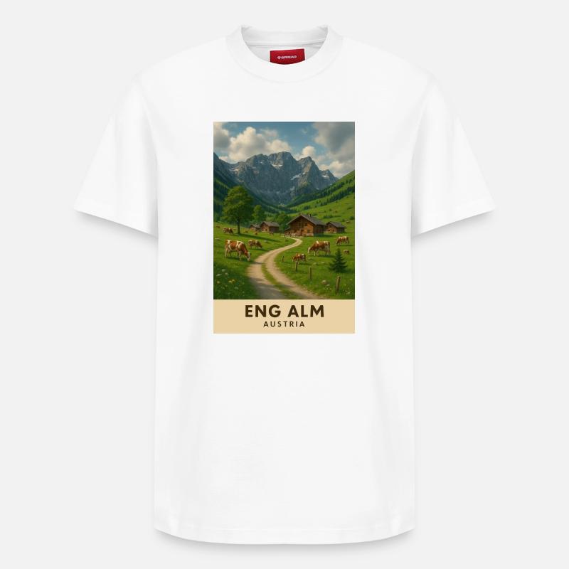 Idylle alpine d’Eng Alm - T-shirt unisexe décontracté en coton Supima – de SPREAD - blanc
