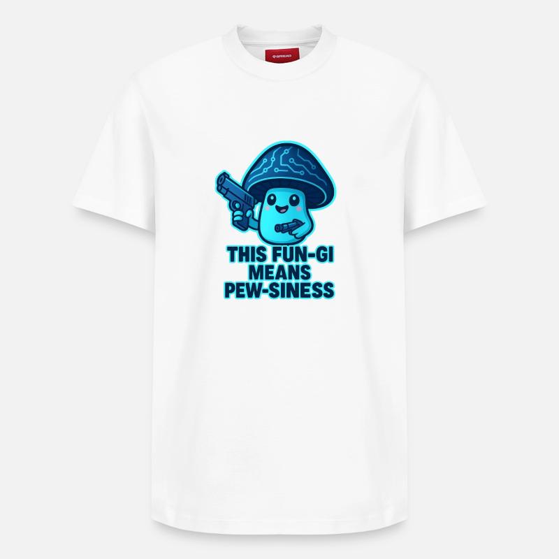Champignon Fun-Gi Pew Pew Kawaii - T-shirt unisexe décontracté en coton Supima – de SPREAD - blanc