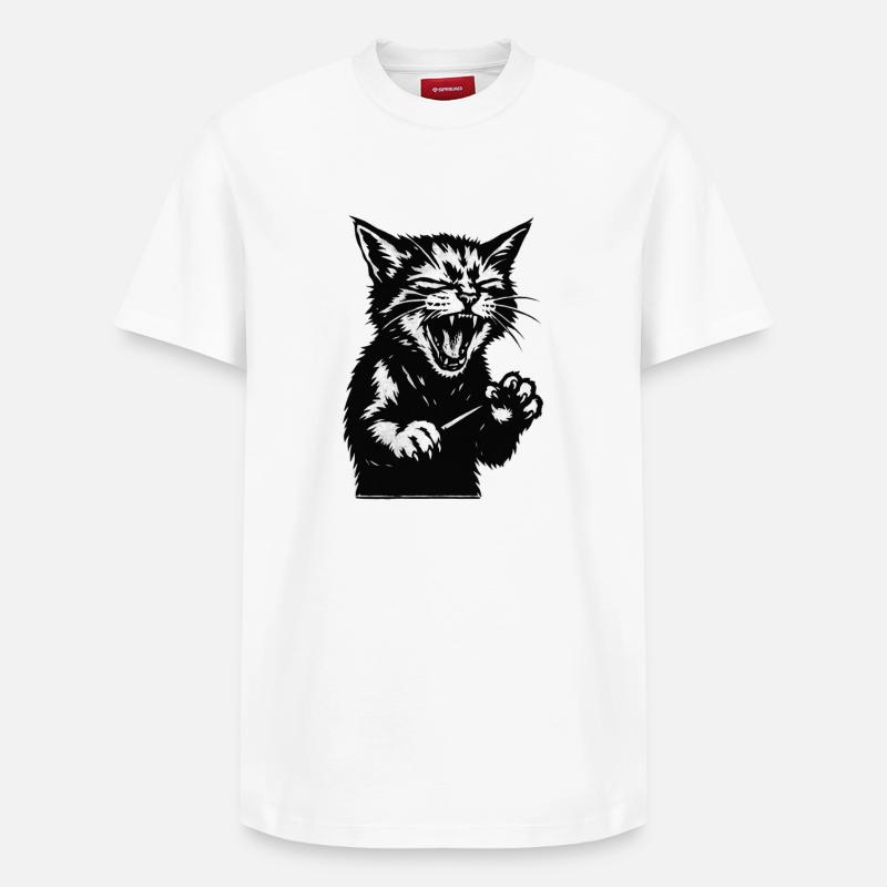 Silhouette de chat hurlant - T-shirt unisexe décontracté en coton Supima – de SPREAD - blanc