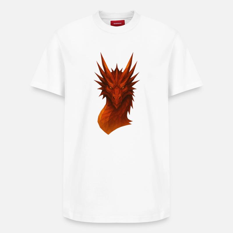 Flammender Lowpoly Drache - Relaxed Unisex Supima Cotton T-Shirt – von SPREAD - Weiß