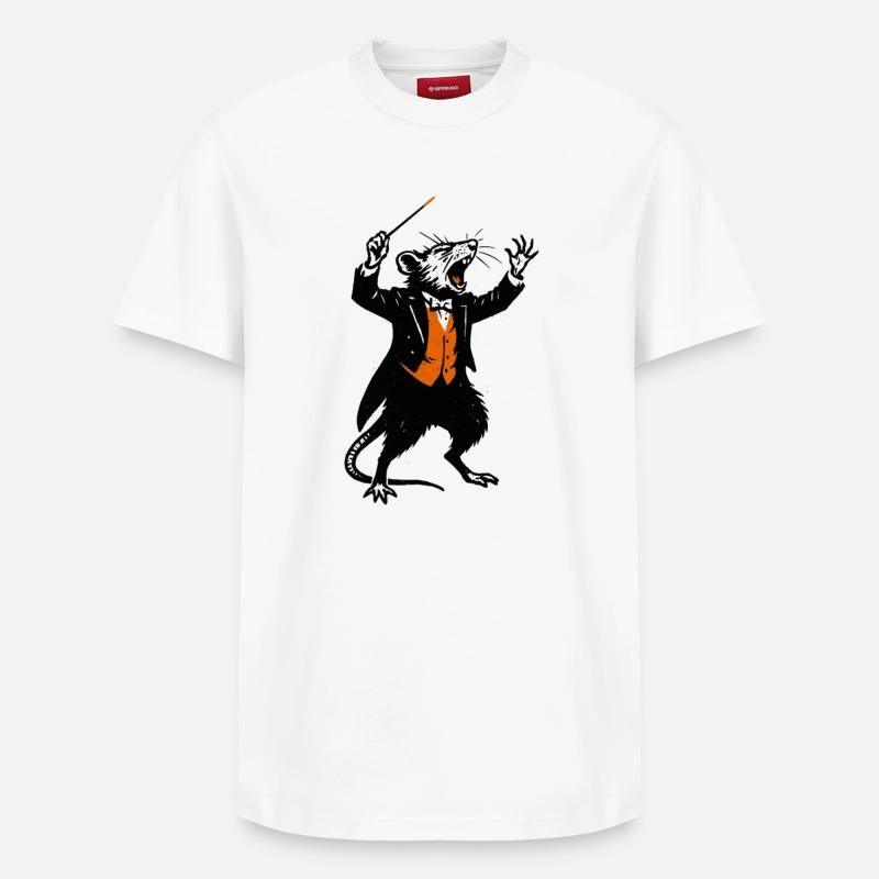 Ratte als Dirigent im Smoking - Relaxed Unisex Supima Cotton T-Shirt – von SPREAD - Weiß