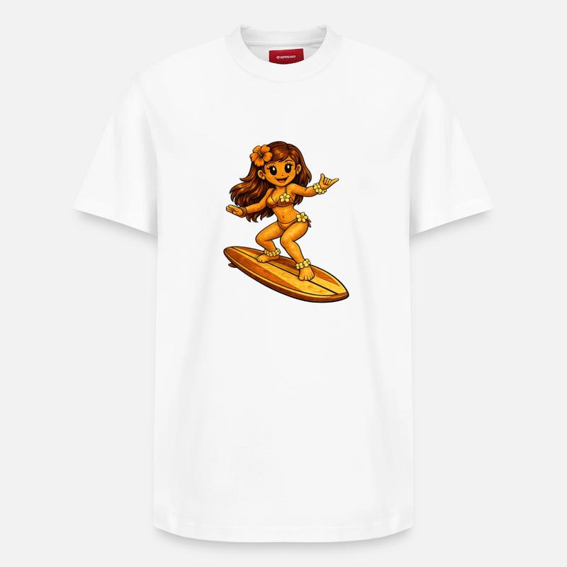 Surfer style hawaïen - T-shirt unisexe décontracté en coton Supima – de SPREAD - blanc