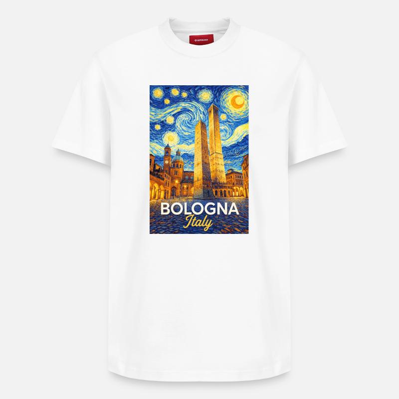 Bologne, Italie. - T-shirt unisexe décontracté en coton Supima – de SPREAD - blanc