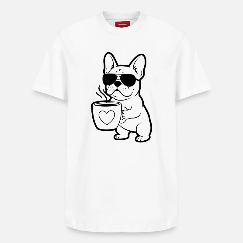 Frenchie Hund Kaffee Outline - Relaxed Unisex Supima Cotton T-Shirt – von SPREAD - Weiß
