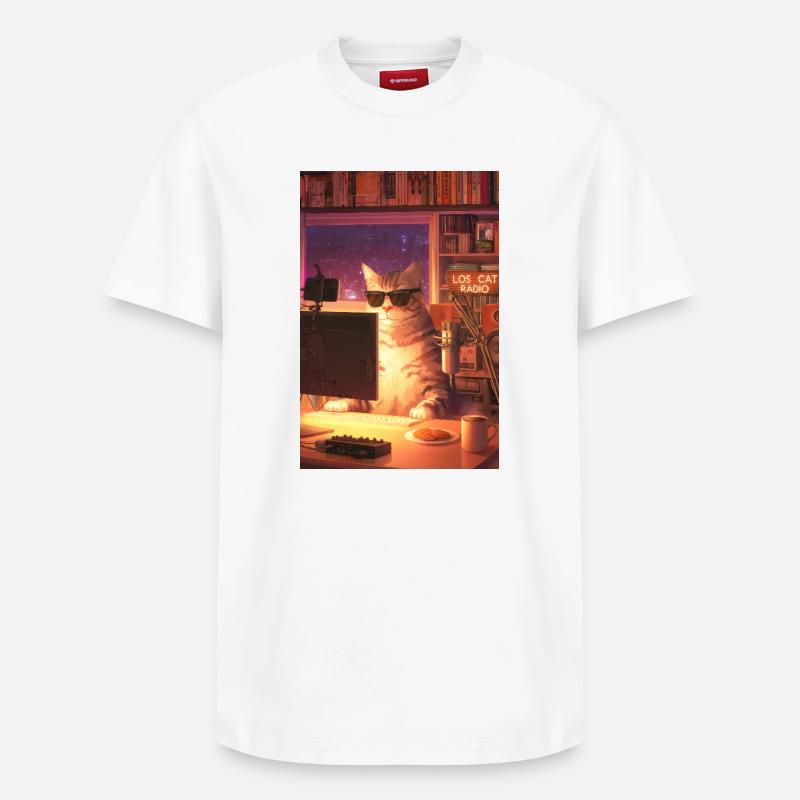 Cat Stream Neon Studio - T-shirt unisexe décontracté en coton Supima – de SPREAD - blanc