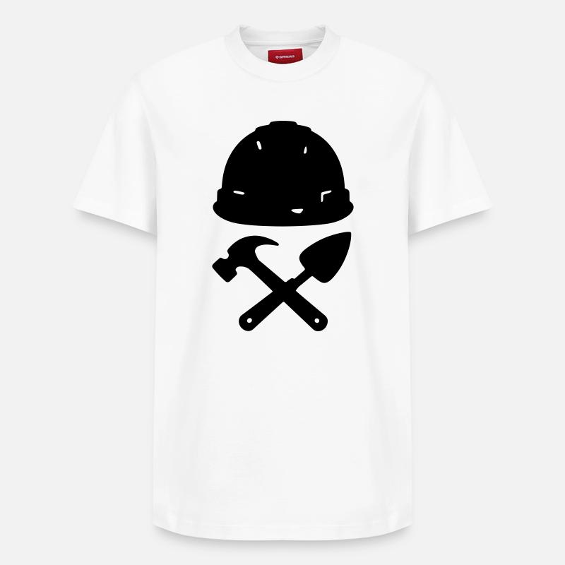 T-Shirt-Konstruktion – Builder Tools Helm - Relaxed Unisex Supima Cotton T-Shirt – von SPREAD - Weiß