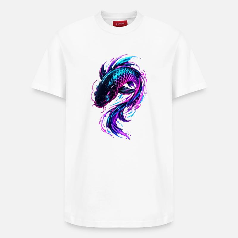 Flux de Koi Néon - T-shirt unisexe décontracté en coton Supima – de SPREAD - blanc