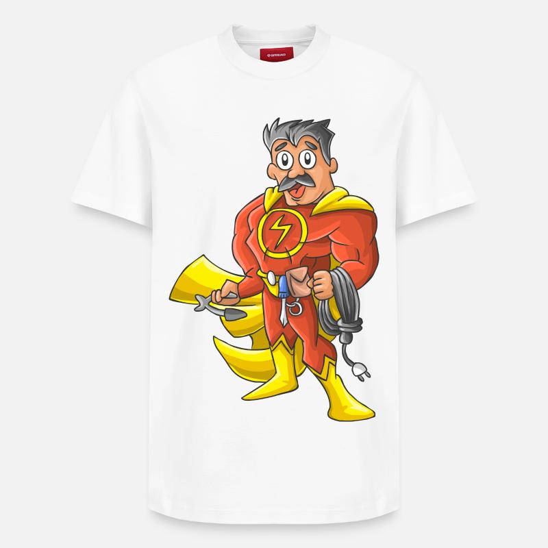 Elektriker Held - Relaxed Unisex Supima Cotton T-Shirt – von SPREAD - Weiß