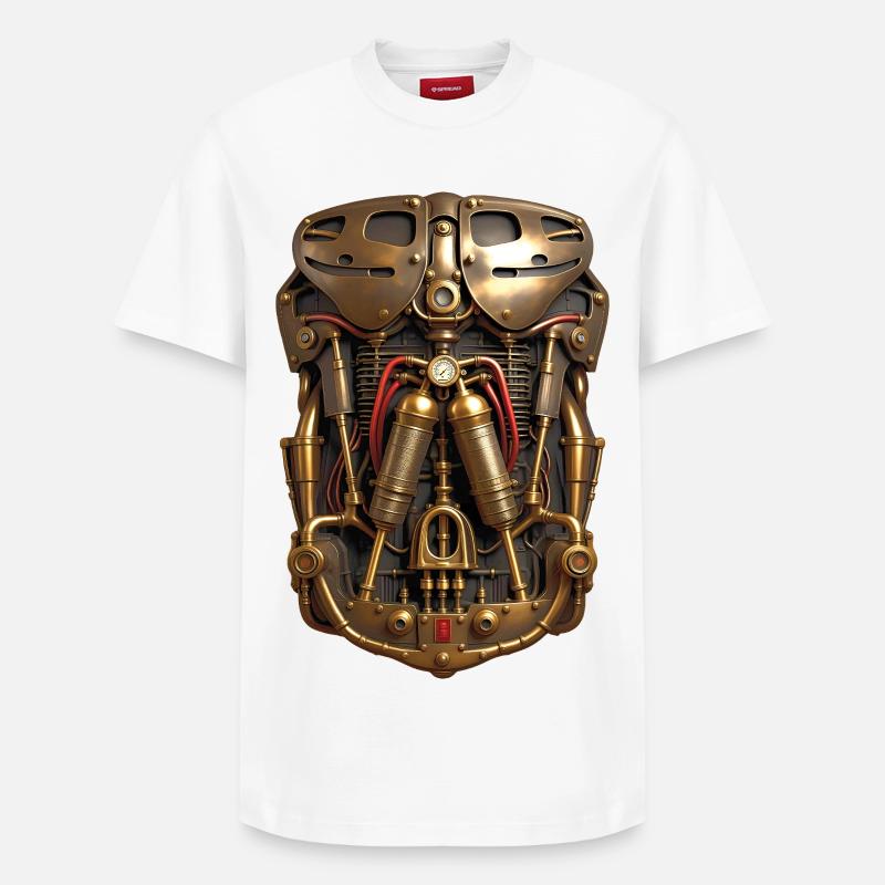 CYBORG ARMOR - steam punk'n'roll - T-shirt unisexe décontracté en coton Supima – de SPREAD - blanc