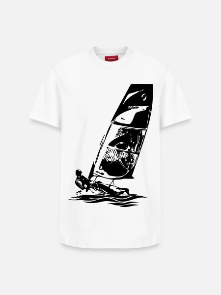 Open Skiff Sailing dinghy Sailboat Regatta sailing Kids - Relaxed Unisex Supima Cotton T-Shirt – by SPREAD - white