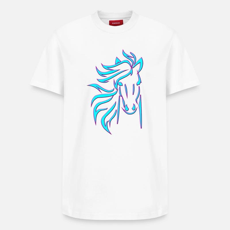 Cheval bleu - T-shirt unisexe décontracté en coton Supima – de SPREAD - blanc