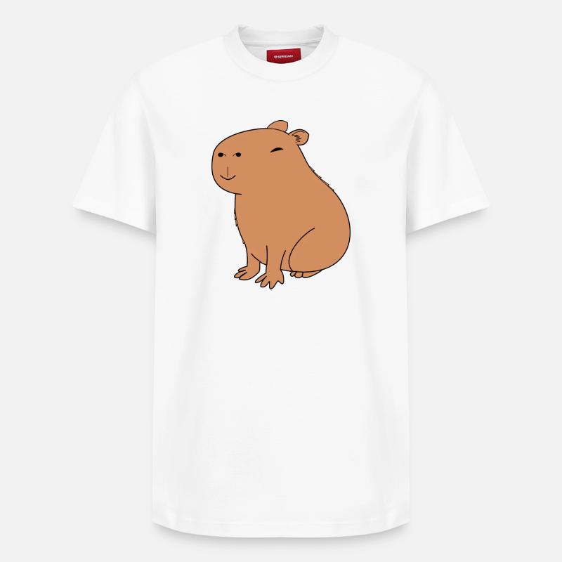 Fröhliches Capybara - Relaxed Unisex Supima Cotton T-Shirt – von SPREAD - Weiß