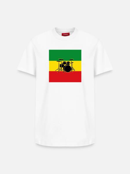Reggae Drums - Relaxed Unisex Supima Cotton T-Shirt – by SPREAD - white