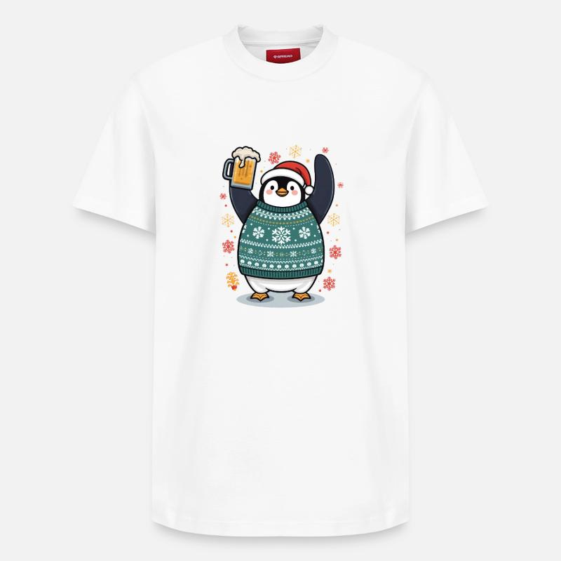 Pingouin festif en pullover - T-shirt unisexe décontracté en coton Supima – de SPREAD - blanc