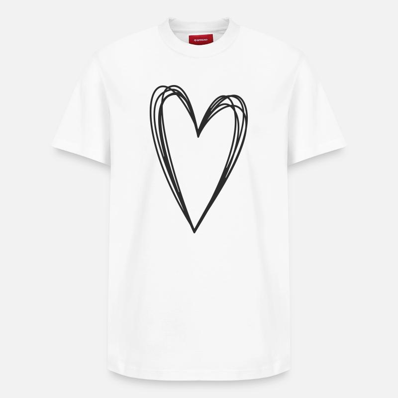 Cœur dessiné à la main - T-shirt unisexe décontracté en coton Supima – de SPREAD - blanc