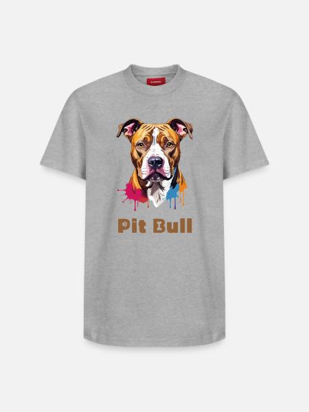 Pitbull Portrait with Paint Splashes - Relaxed Unisex Supima Cotton T-Shirt – by SPREAD - white
