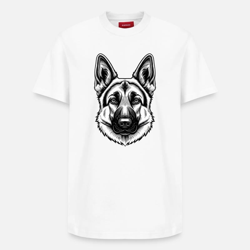Inkline German Shepherd Head - Relaxed Unisex Supima Cotton T-Shirt – by SPREAD - white