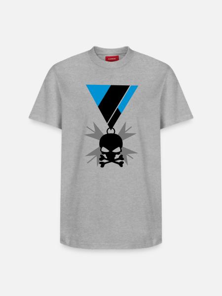 Skull skull and bones medal - Relaxed Unisex Supima Cotton T-Shirt – by SPREAD - white