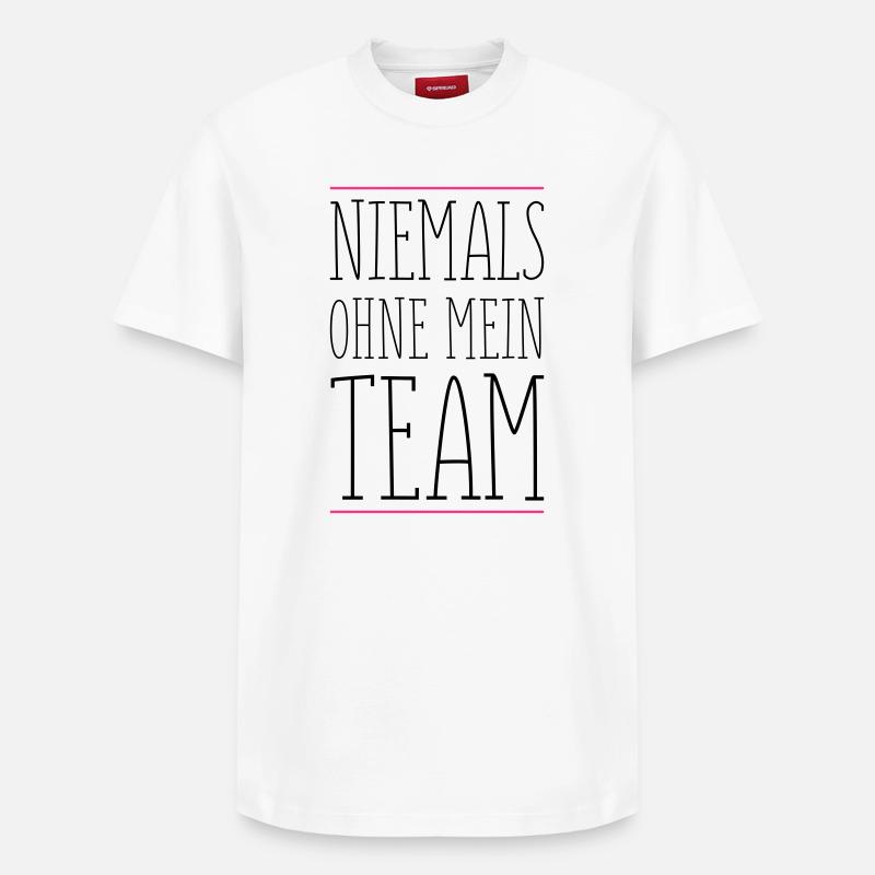 niemals_ohne_team_01 - T-shirt unisexe décontracté en coton Supima – de SPREAD - blanc