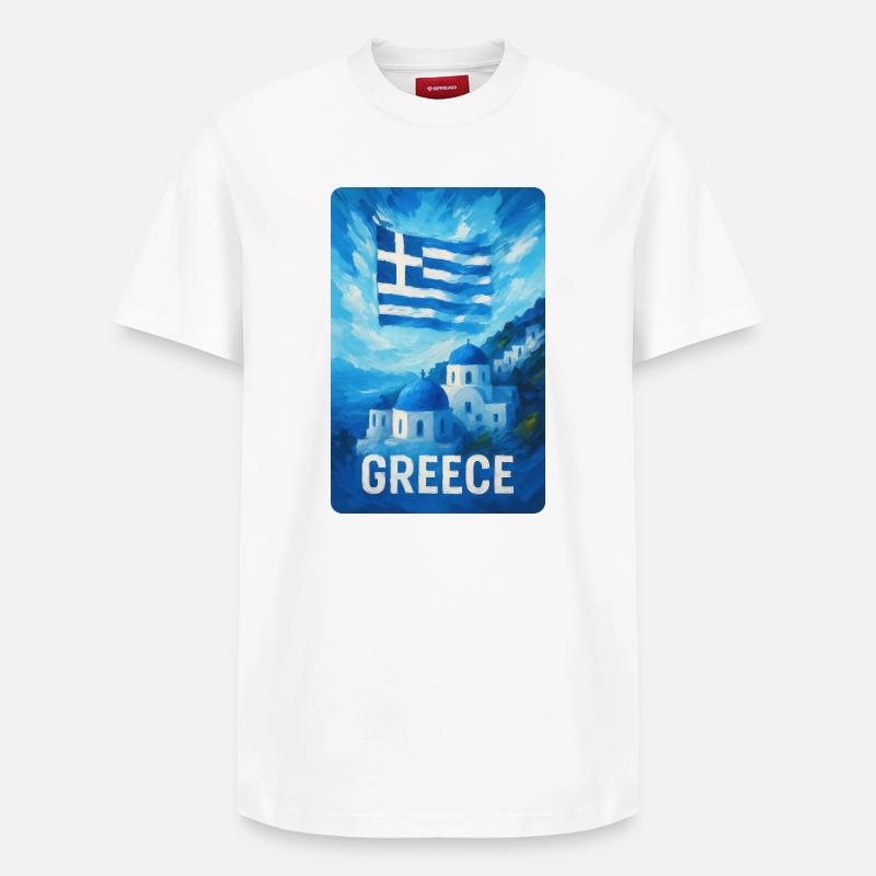 Grèce - Paradis bleu - T-shirt unisexe décontracté en coton Supima – de SPREAD - blanc