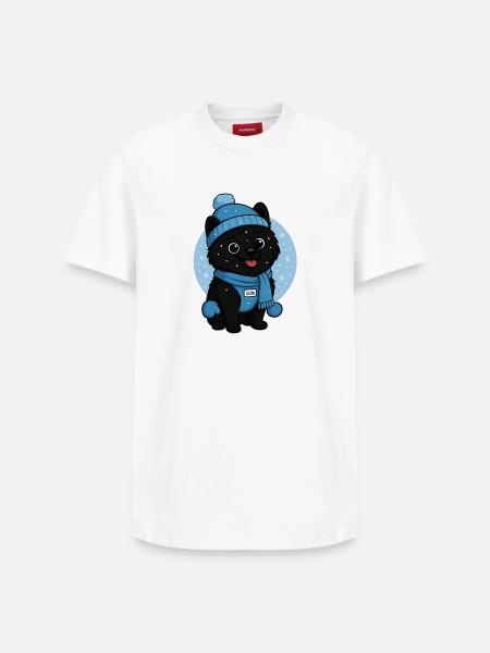 Cuddly Dog Winter Magic - Relaxed Unisex Supima Cotton T-Shirt – by SPREAD - white