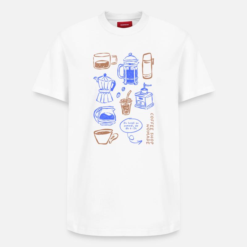 Les essentiels du café - T-shirt unisexe décontracté en coton Supima – de SPREAD - blanc